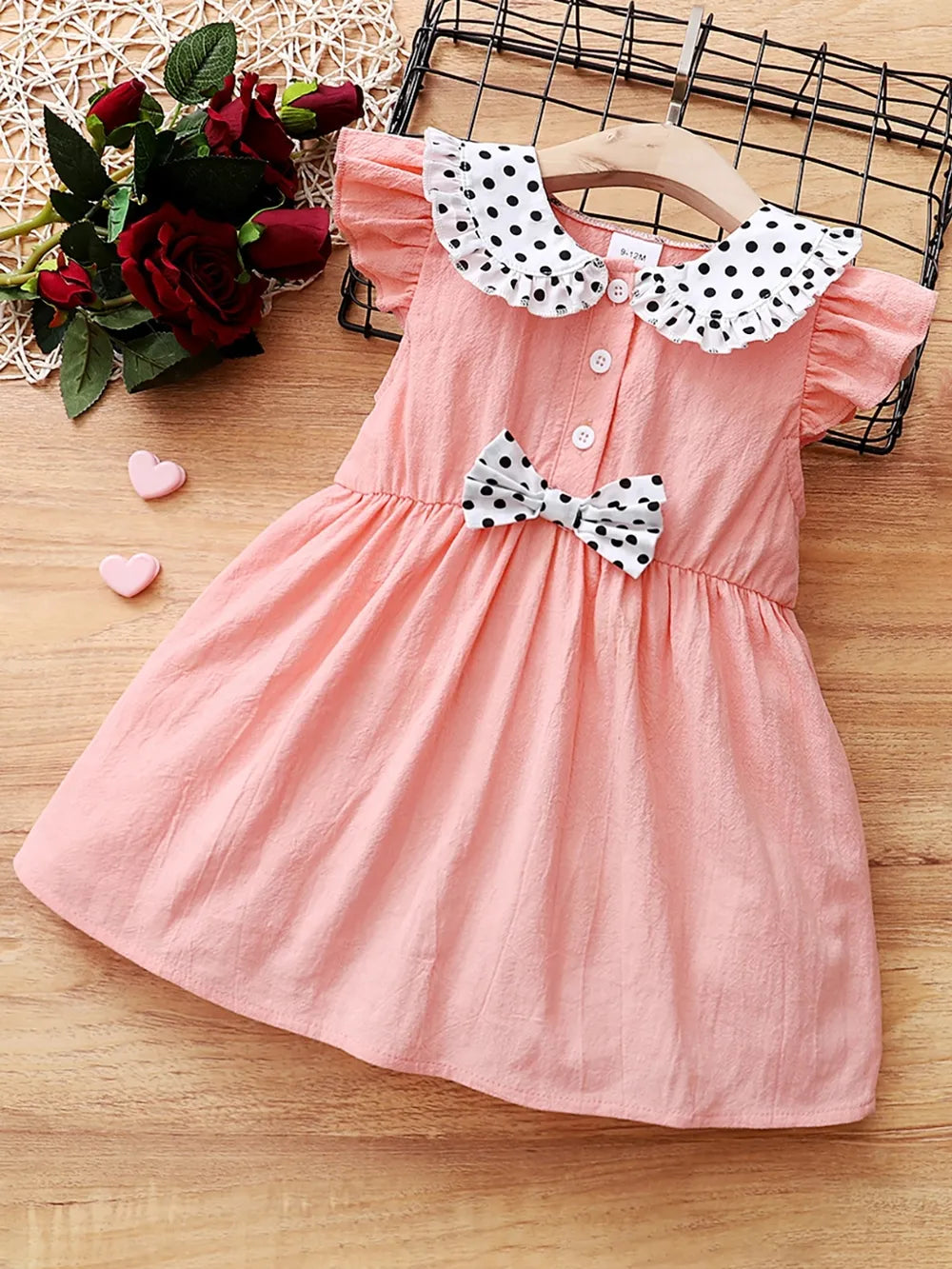 Children's Bow Peter Pan Collar Ruffle Sleeve Dress Little Travel Lane Children's Bow Peter Pan Collar Ruffle Sleeve Dress Little Travel Lane