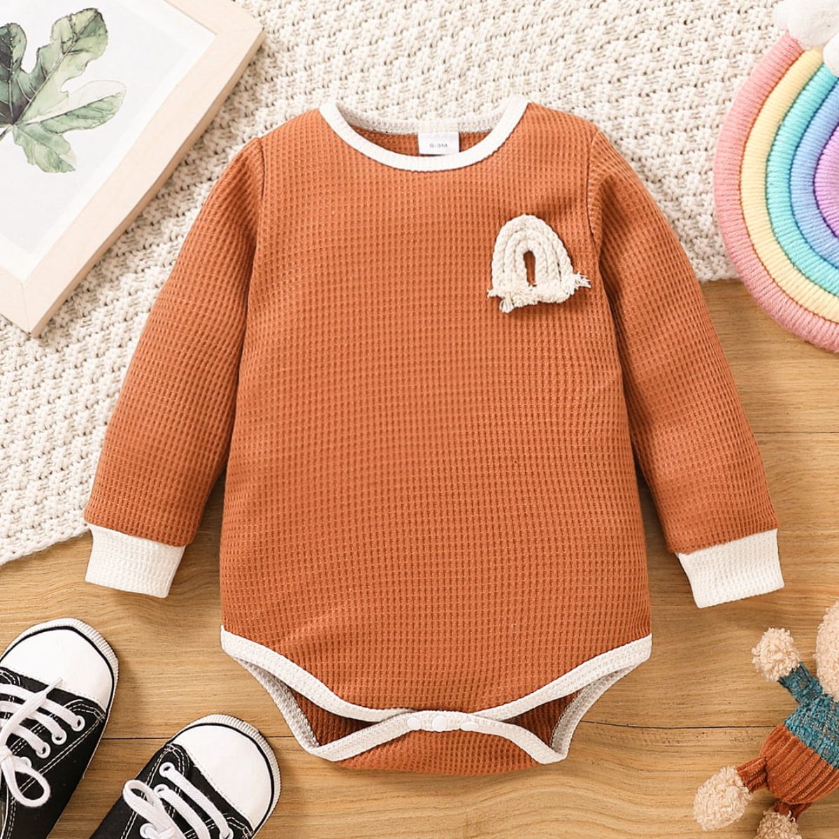 Baby Waffle-Knit Long Sleeve Bodysuit