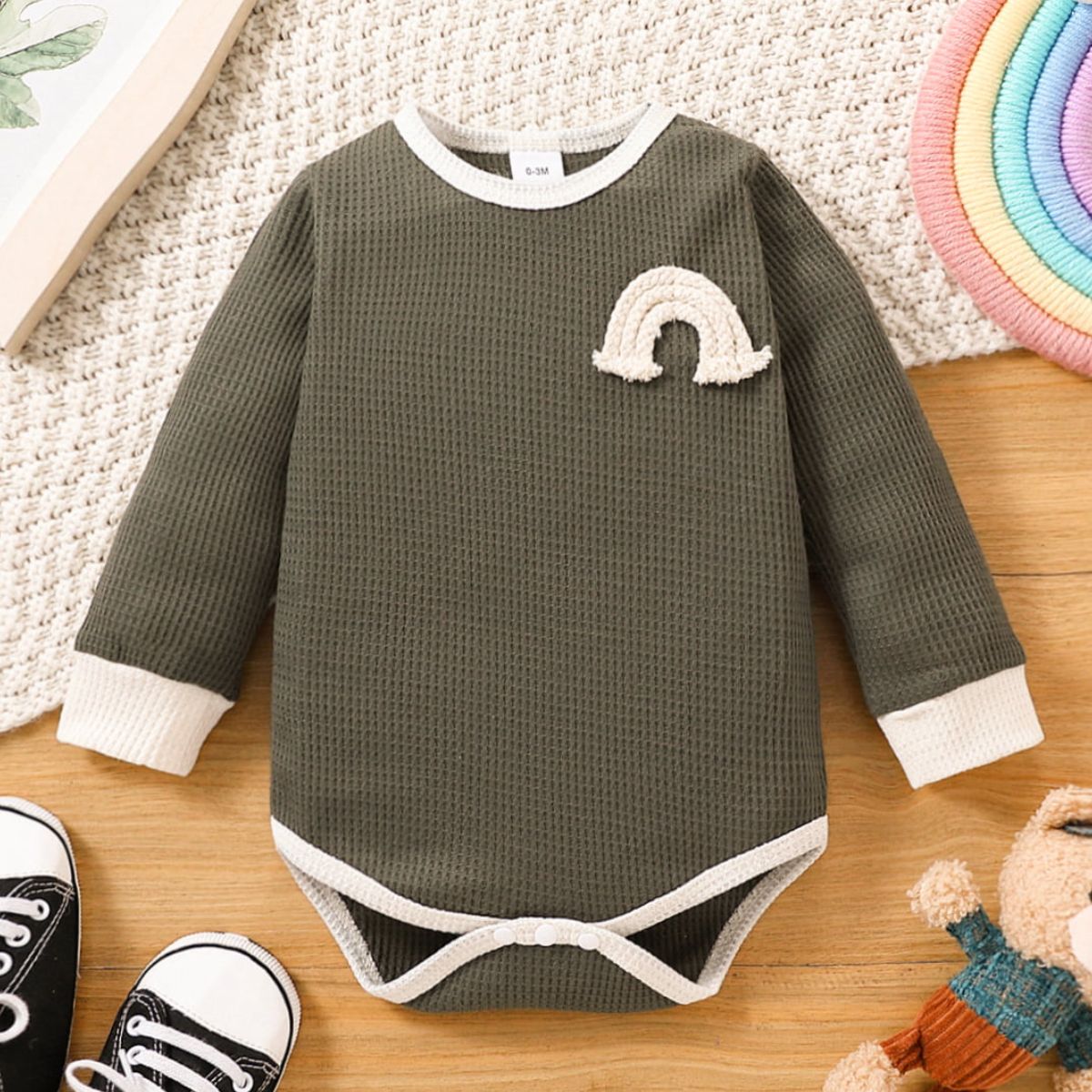 Baby Waffle-Knit Long Sleeve Bodysuit