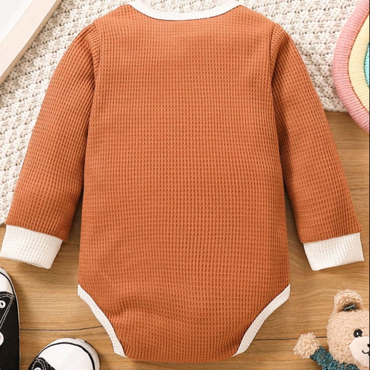 Baby Waffle-Knit Long Sleeve Bodysuit