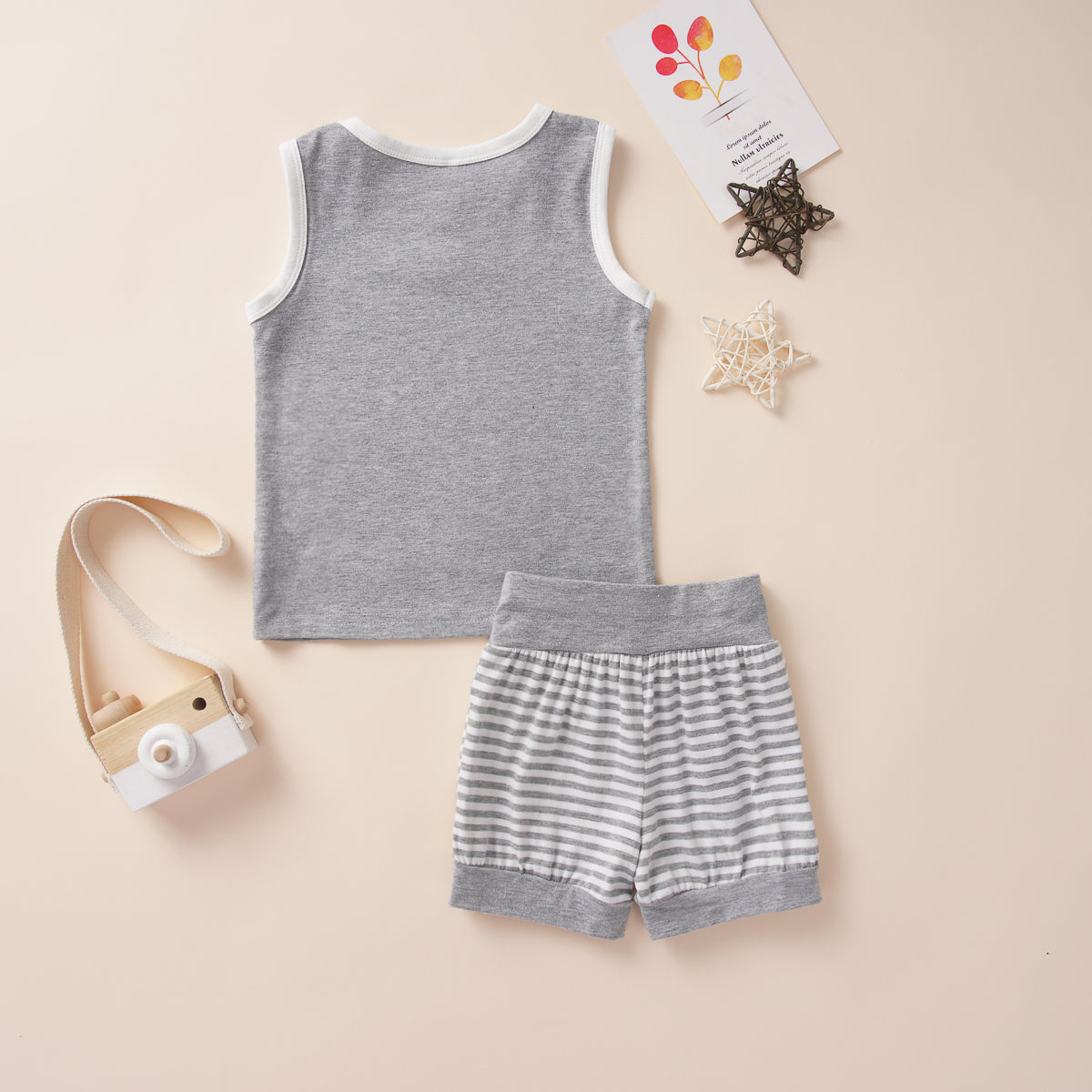 Baby Boy Decorative Button Tank and Striped Shorts Set