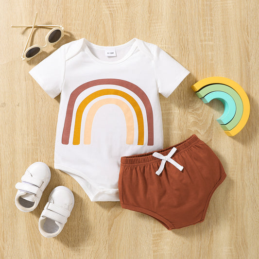 Little Travel Lane Rainbow Bodysuit and Shorts Set